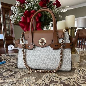 Michael Kors Brown and Cream Satchel